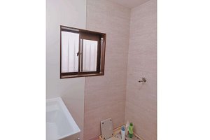 洗面台　洗面化粧台　洗面化粧台リフォーム　リフォーム　洗面台交換　クリナップ　ファンシオ　クロス張り替え　防水パネル設置　止水栓交換