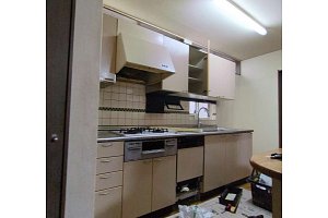 キッチン　キッチンリフォーム　リフォーム　キッチン交換　タカラスタンダード　エーデル　ノーリツ　ビルトインコンロ ピアット LPG　タカラスタンダード　レンジフード　VRAS-E902ADRN