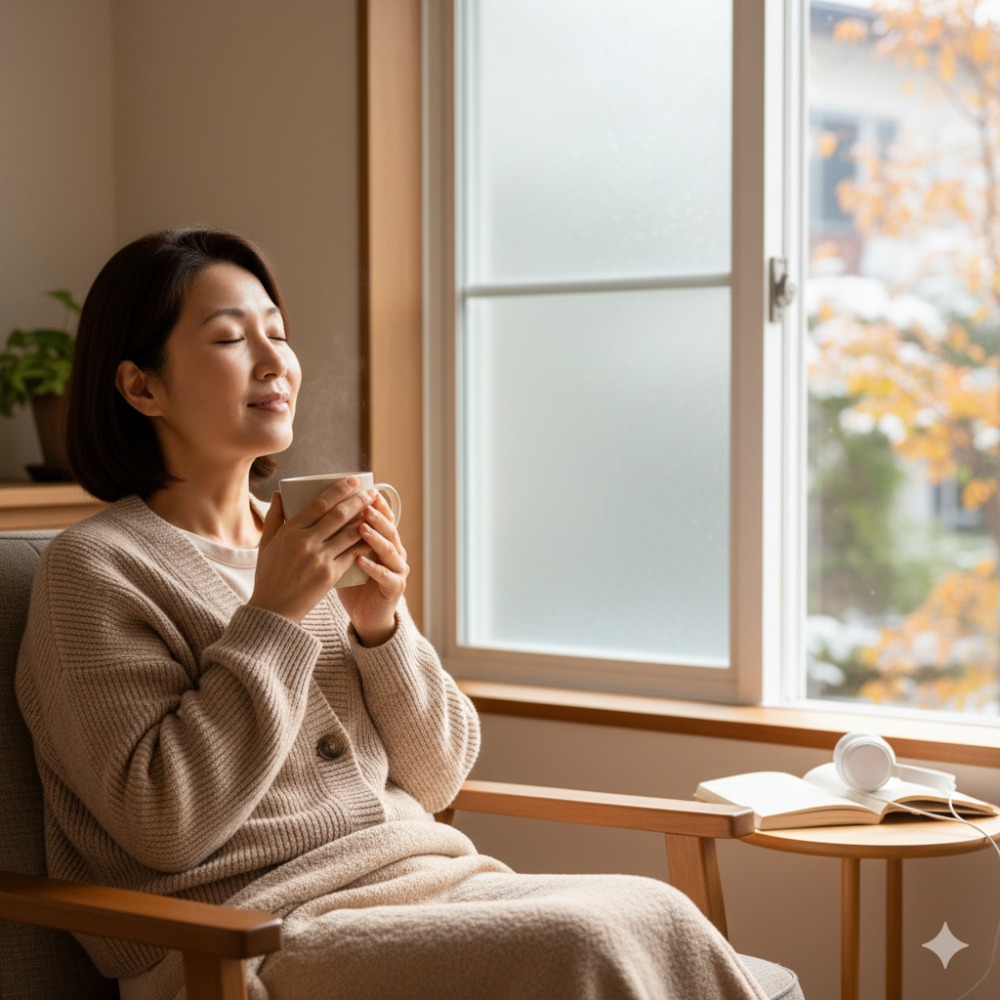 静かで落ち着ついている女性のイメージ写真